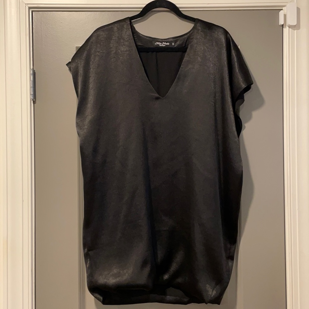 Mia Moda black satin boutique dress size medium